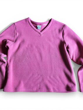LL Bean Womens Polartec Fleece Pullover Jacket Sweater Pink Red Size XL